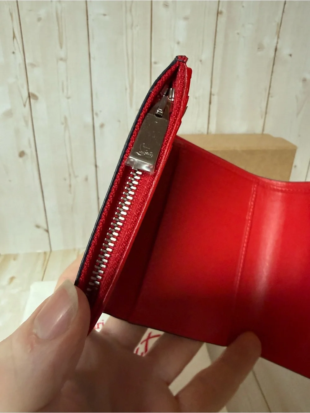 Christian Louboutin Groovy Calfskin Leather Trifold Wallet Navy